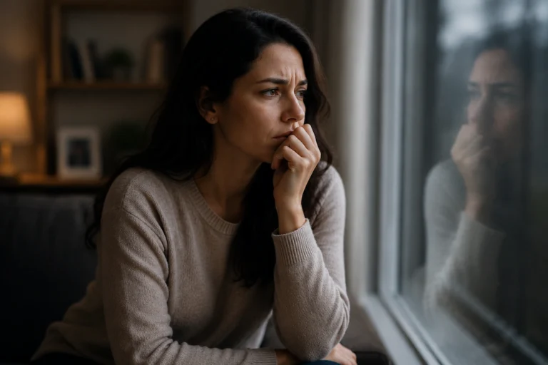 Mulher demonstrando sinais de violência psicológica no relacionamento